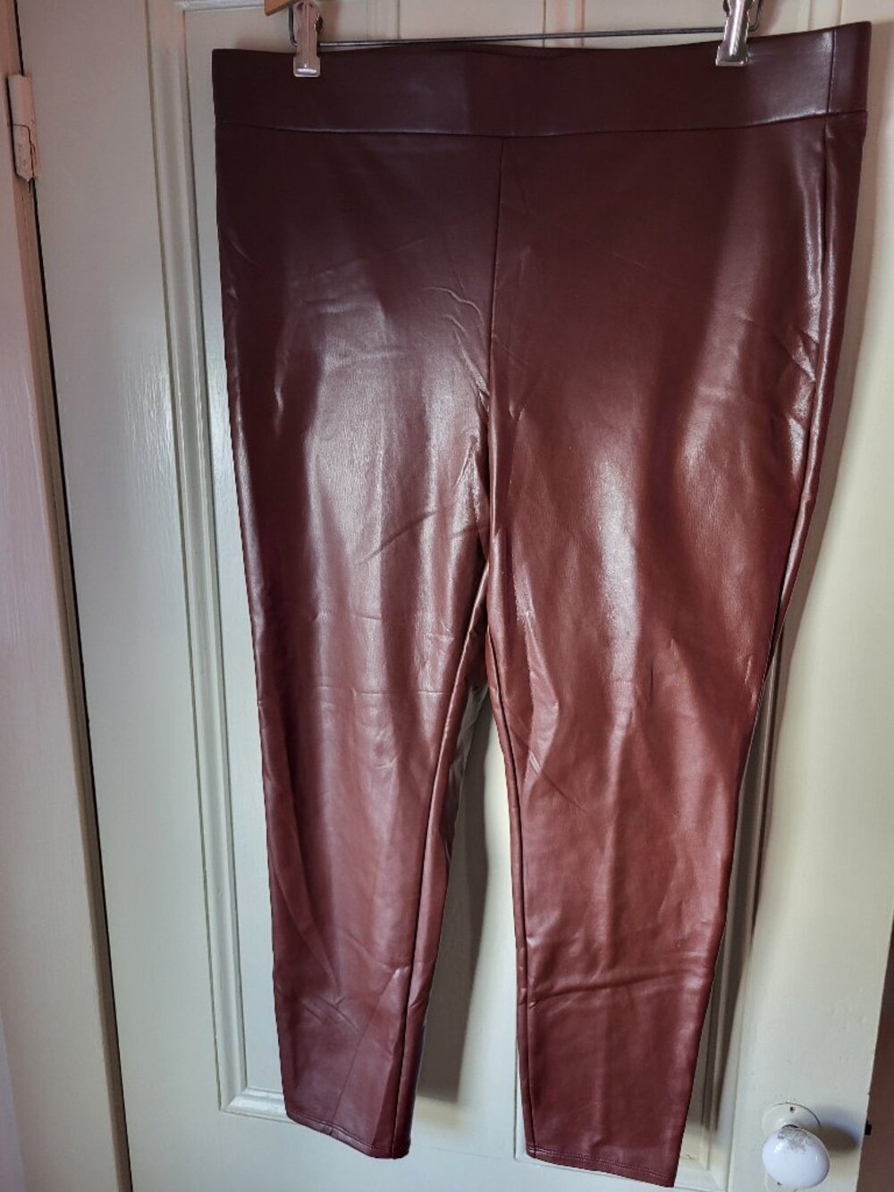 LOFT Ann Taylor imitation leather pleather brown slacks sz XL